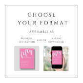 ミニマモダンリストピンク50誕生日 招待状