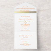 ミニマモダンリストピーチ結婚ファズ オールインワン招待状 (内側)