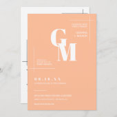 ミニマモダンリストピーチ結婚ボホのQRコード 招待状 (正面/裏面)