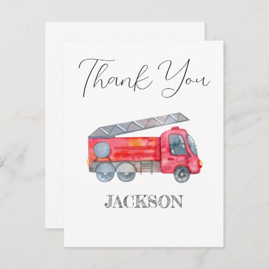 ミニマモダンリストファイアマン誕生日パーティーありがとう 出欠カード (正面/裏面)