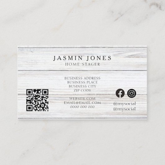 ミニマモダンリストファームハ素朴ウス木材QRコード 名刺 (裏面)