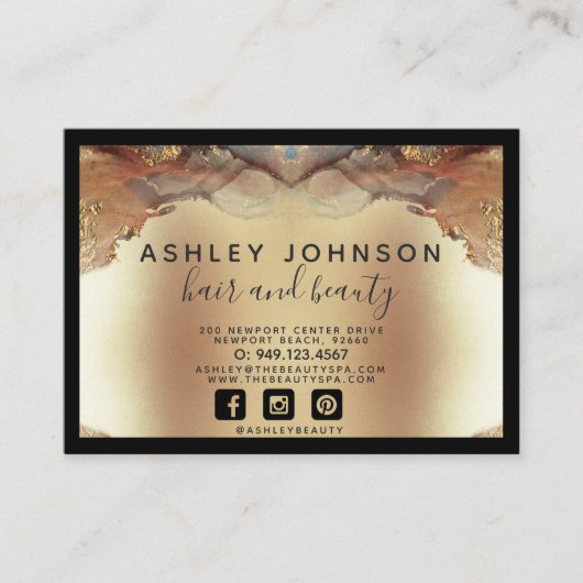 ミニマモダンリストフェイクゴールドフォイルのラッシュアフターケア 名刺 (正面)