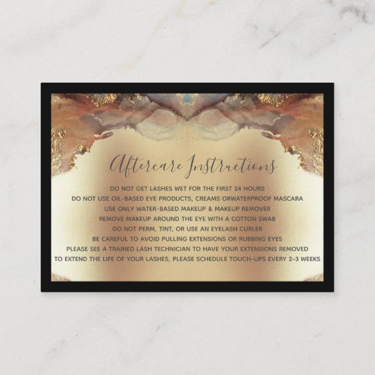 ミニマモダンリストフェイクゴールドフォイルのラッシュアフターケア 名刺 (裏面)