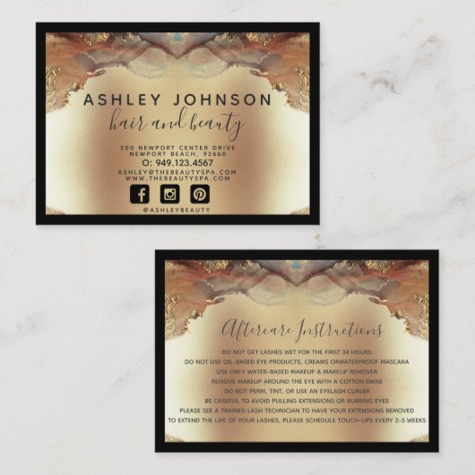 ミニマモダンリストフェイクゴールドフォイルのラッシュアフターケア 名刺 (正面/裏面)