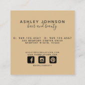 ミニマモダンリストフェイクゴールドフォイルブラック スクエア名刺 (裏面)