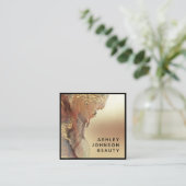 ミニマモダンリストフェイクゴールドフォイルブラック スクエア名刺 (スタンド正面)