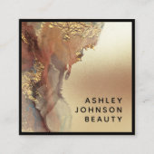 ミニマモダンリストフェイクゴールドフォイルブラック スクエア名刺 (正面)