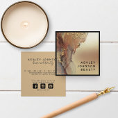 ミニマモダンリストフェイクゴールドフォイルブラック スクエア名刺