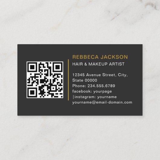 ミニマモダンリストフェイク金ゴールド4写真美容師 名刺 (裏面)