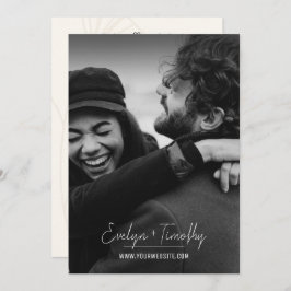 ミニマモダンリストフォトウェディング招待、クリームバック 招待状