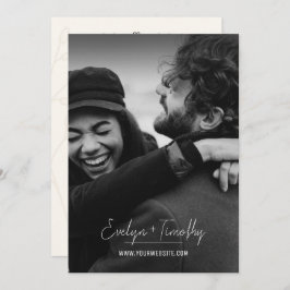 ミニマモダンリストフォトウェディング招待、クリームバック 招待状