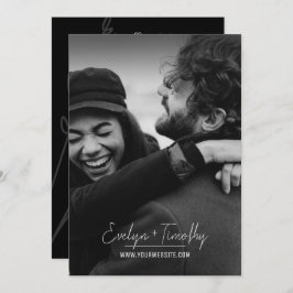 ミニマモダンリストフォトウェディング招待、ブラックバック 招待状