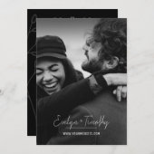 ミニマモダンリストフォトウェディング招待、ブラックバック 招待状 (正面/裏面)