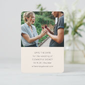 ミニマモダンリストフォトシックアイボリークリームズ結婚ス セーブザデート (スタンド正面)