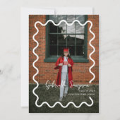 ミニマモダンリストフォトブラックとホワイトグラードパーティー 招待状 (正面)