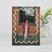 ミニマモダンリストフォトブラックとホワイトグラードパーティー 招待状 (スタンド正面)