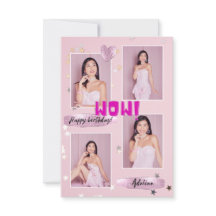 ミニマモダンリストフォトレディ誕生日カード