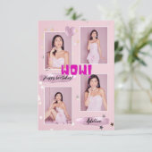 ミニマモダンリストフォトレディ誕生日カード サンキューカード (スタンド正面)