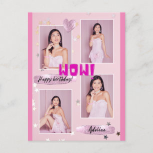 ミニマモダンリストフォトレディ誕生日ポストカード ポストカード