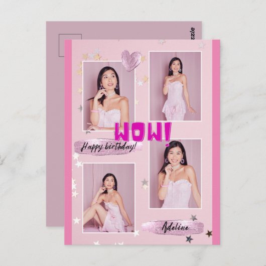 ミニマモダンリストフォトレディ誕生日ポストカード ポストカード (正面/裏面)