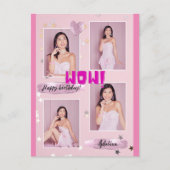 ミニマモダンリストフォトレディ誕生日ポストカード ポストカード (正面)