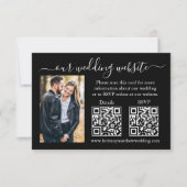 ミニマモダンリストフォトRSVP詳細2 QR結婚s カード (正面)