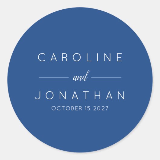 ミニマモダンリストフランスのブルーのカスタムウェディング ラウンドシール (正面)