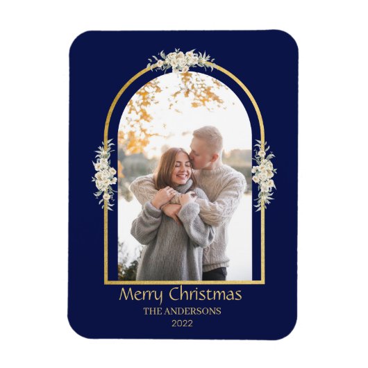 ミニマモダンリストフローラアーチ写真王室の青 マグネット (縦)