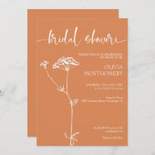 ミニマモダンリストフローラオレンジブライダルシャワー 招待状 (正面/裏面)