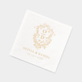 ミニマモダンリストフローラクレストモノグラム結婚ズ 箔ナプキン (左)