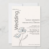 ミニマモダンリストフローラダスティブルーとバフ 招待状 (正面)