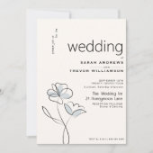 ミニマモダンリストフローラダスティブルーとバフ 招待状 (正面)