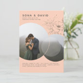 ミニマモダンリストフローラピーチ結婚カラーの写真 招待状 (スタンド正面)