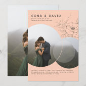 ミニマモダンリストフローラピーチ結婚カラーの写真 招待状 (正面/裏面)