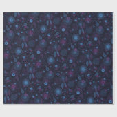 ミニマモダンリストフローラブルー&パープルパターン ラッピングペーパー (フラット)