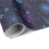 ミニマモダンリストフローラブルー&パープルパターン ラッピングペーパー (ロールコーナー)