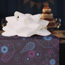 ミニマモダンリストフローラブルー&パープルパターン