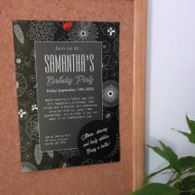 ミニマモダンリストフローラブルー&パープルパターン