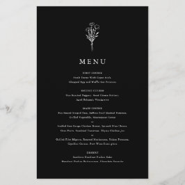 ミニマモダンリストフローラブーケブラックメニューカード
