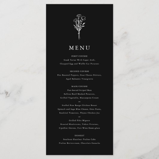 ミニマモダンリストフローラブーケ結婚ブラック メニュー (正面)