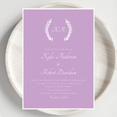 ミニマモダンリストフローラモノグラムパープルラベンダー 招待状