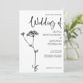 ミニマモダンリストフローラ白黒結婚ズ 招待状 (スタンド正面)