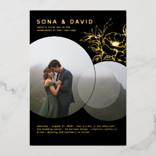 ミニマモダンリストフローラ結婚の写真 箔招待状