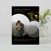 ミニマモダンリストフローラ結婚の写真 箔招待状 (立ち正面)