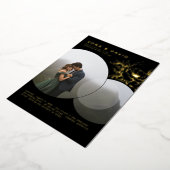 ミニマモダンリストフローラ結婚の写真 箔招待状 (回転した状態)