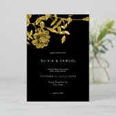 ミニマモダンリストフローラ結婚金ゴールド 箔招待状 (立ち正面)