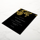 ミニマモダンリストフローラ結婚金ゴールド 箔招待状 (回転した状態)