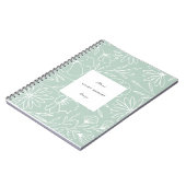 ミニマモダンリストフローラ線パターン緑 ノートブック (左側)