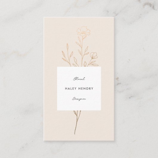 ミニマモダンリストフローラ金ゴールドとクリーム 名刺 (正面)