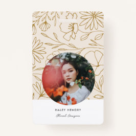 ミニマモダンリストフローラ金ゴールドパターン バッジ